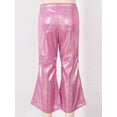 thumbnail image 5 of Haitryli Kids Girls Boys Stage Performance Shiny Flared Pants Elastic Waistband Bronzing Bell Bottom Pants Rose Red 12-14, 5 of 7