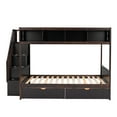 thumbnail image 3 of Newboti Furniture Twin over Full Bunk Bed with Shelfs, Storage Staircase and 2 Drawers, Espresso NO.70983, 3 of 16
