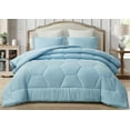 thumbnail image 2 of Chezmoi Collection Vero Chambray Blue Comforter Set Oversized Queen Size 3-Piece Fluffy Soft Lightweight Bedding Honeycomb Geometric Stone-Washed Microfiber Comforter Set for All Season, 2 of 8
