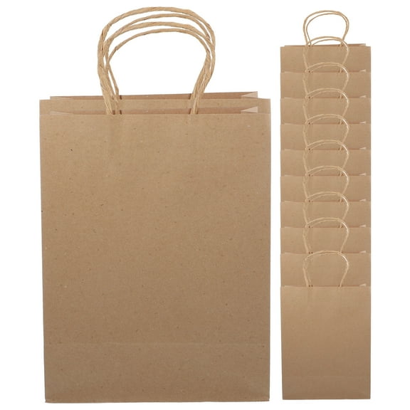 Kraft Paper Bag Takeaway Handy Gift Shopping Bags Bulk Brown with Handles 12 Pcs