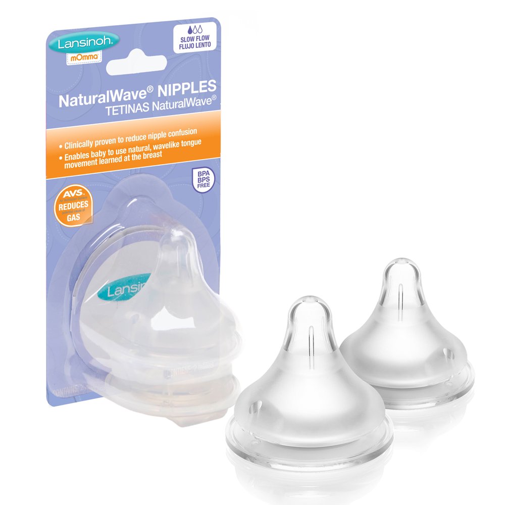 Lansinoh MOmma Natural Wave Slow Flow Nipples 2 Count 2 Pack