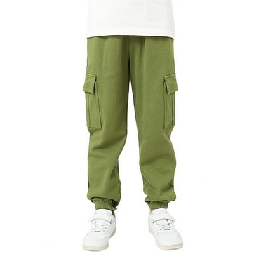 Pantalons de Survêtement pour Tout-Petits Filles Couleur Unie Printemps Coton Pantalons de Sport Élastiques Mi Saison Enfant Vert 6 Ans-7 Ans