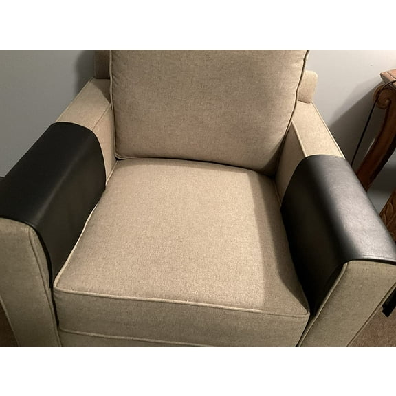 Black Vinyl Set of Armrest Covers Furniture protectors Slipcover Recliners Cover Sofas Loveseats Office Theater Chairs By Bittlemen Furniture Co.