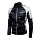 thumbnail image 5 of Chaqueta de cuero retro con costuras de moda informal para hombre, de primavera y otoño, fina, para motocicleta, 5 of 6