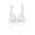 thumbnail image 7 of Wycnly Bikini Sets for Women Ruffle Strappy 2 Pieces Swimsuits Split Bathing Suits Sleeveless V-Neck Solid Swimwears White L Clothes, 7 of 7
