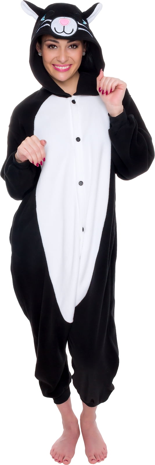 NEWCOSPLAY Unisex Children Black Cat Pajamas Halloween Costume