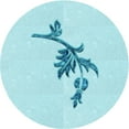thumbnail image 1 of Ahgly Company Tapis de Zone Rond d'Intérieur Lavable à la Machine, Transitionnel, Bleu à Losanges Bleus, 8 Pieds Rond, 1 of 7