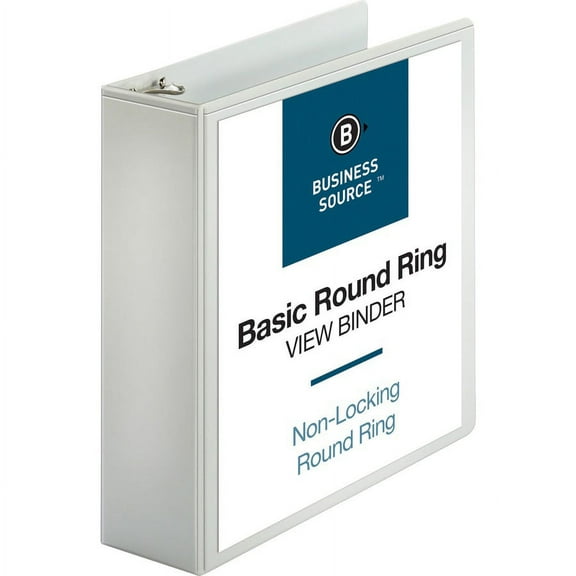 Business Source Round-ring View Binder - 3" Binder Capacity - Letter - 8 1/2" x 11" Sheet Size - 625 Sheet Capacity - Round Ring Fastener(s) - 2 Inter | Bundle of 2 Each