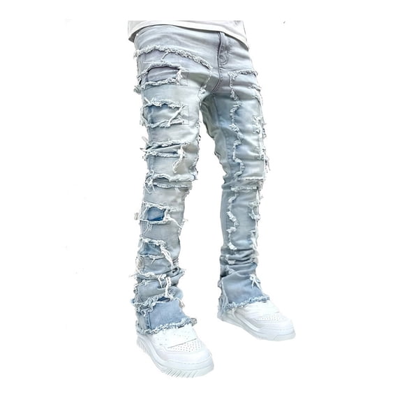Ruyang Ripped BaggyJeans for Boys Y2k Stresswear Straight Leg Denim Pants Teens Boys Fashion Loose Fit Trouser High Waisted Clothes