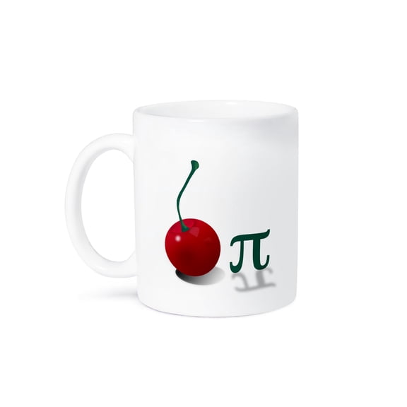 3dRose, Cherry Pi. Large red cherry and the Pi symbol. mathematicians dream., 15oz Mug