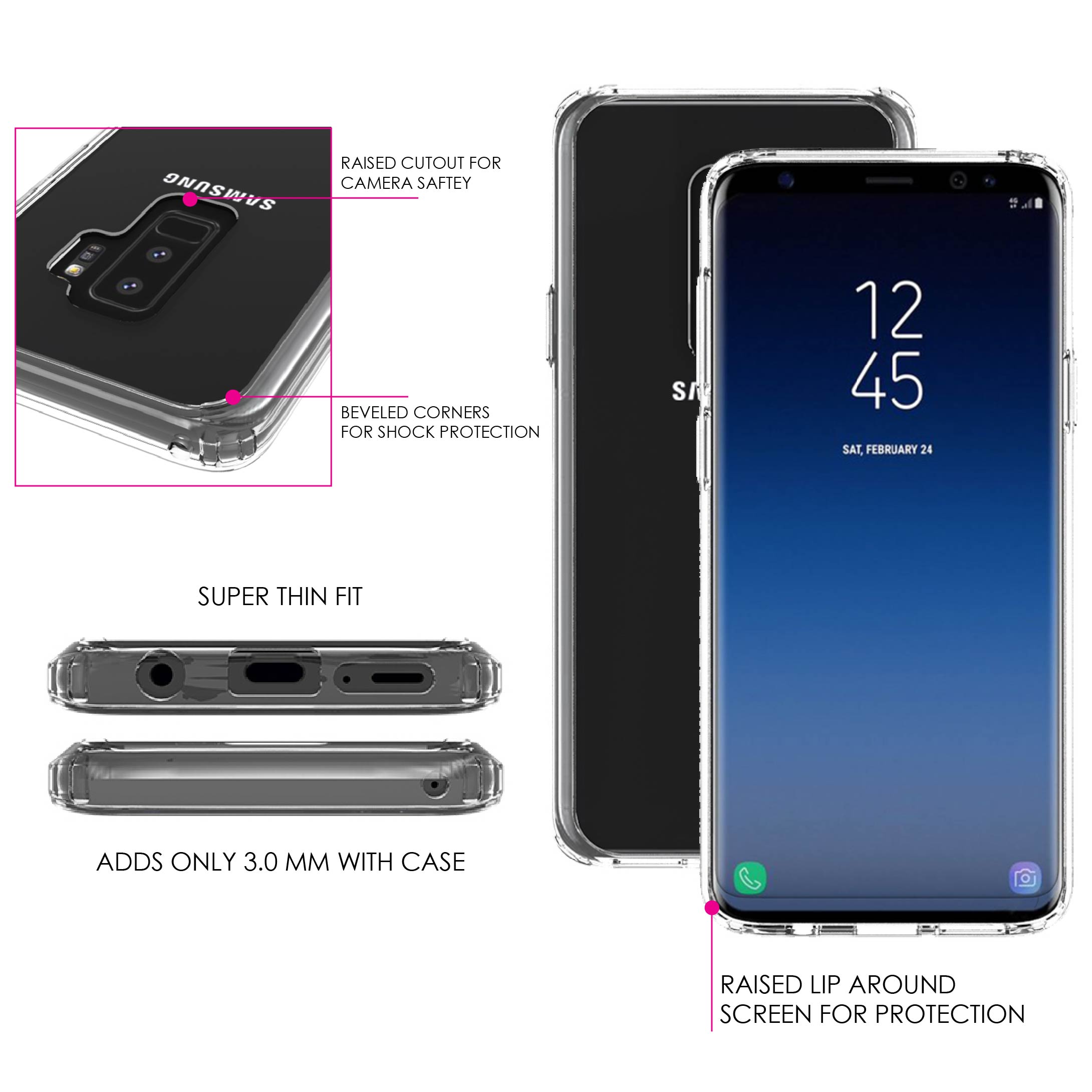 DistinctInk Clear Shockproof Hybrid Case for Samsung Galaxy S9+ PLUS (6.2" Screen) - TPU Bumper Acrylic Back Tempered Glass Screen Protector - Darling Don't Forget to Fall In Love with Yourself - image 2 of 5