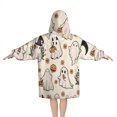 thumbnail image 2 of Costumed Ghost Halloween Pattern Blanket Hoodies for Kids 6-13YR Oversize Wearable Blanket Hoodies for Boys Girls Teens, 2 of 7