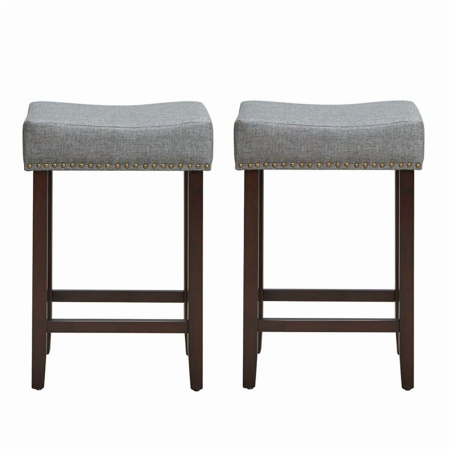 Costway Counter Bar Stools Set of 2, 24'' Height, Natural Wood