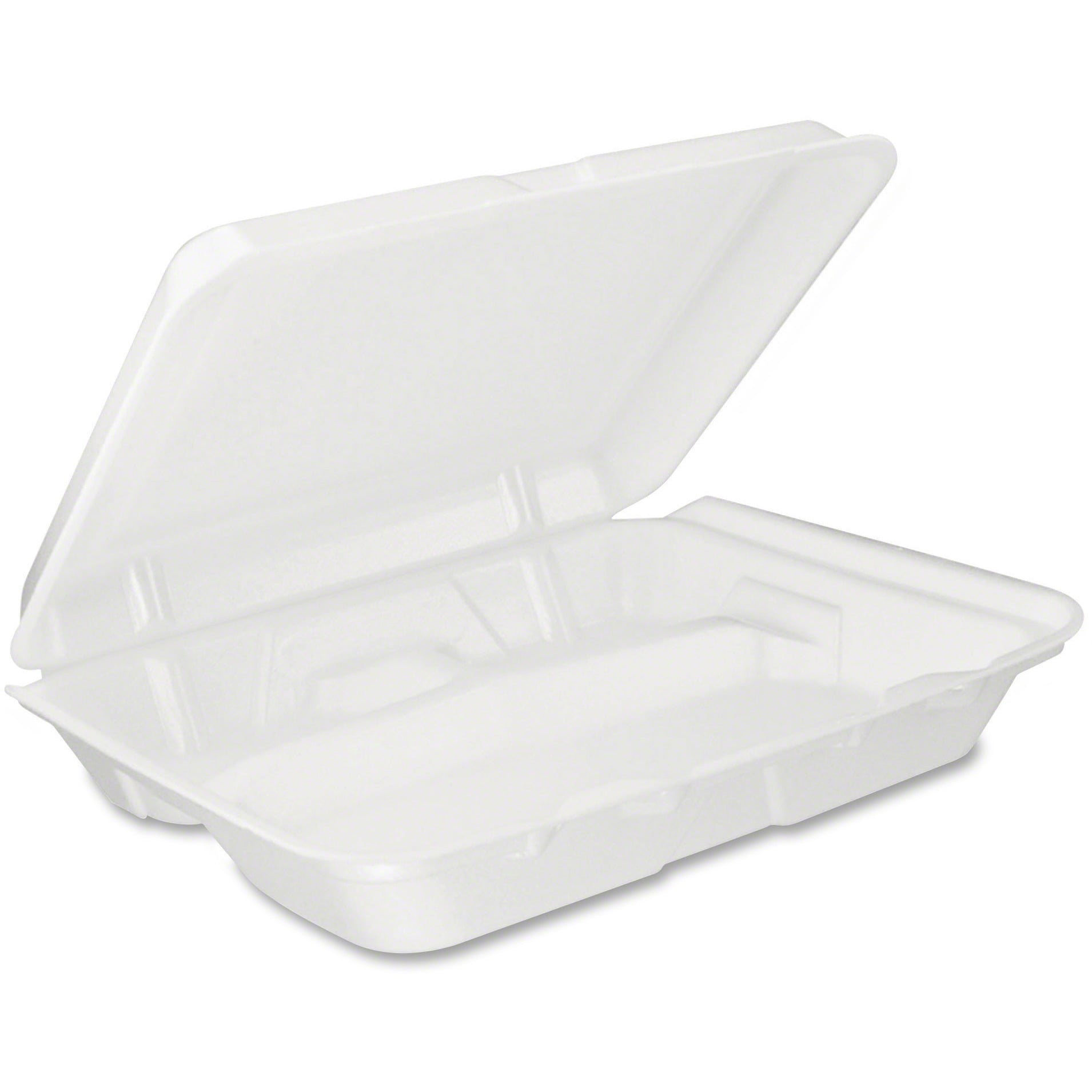 Dart Foam Hinged Lid Containers, 9.25 x 9.5 x 3, White