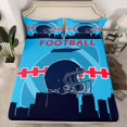 thumbnail image 2 of Homewish Navy Rugby Helmet Twin Sheet Sets for Boys, Est Sleep Sport Twin Fitted Sheet, Cartoon Football Theme Flat Sheet, Blue Lightweight Room Decor, 3pcs, 2 of 7