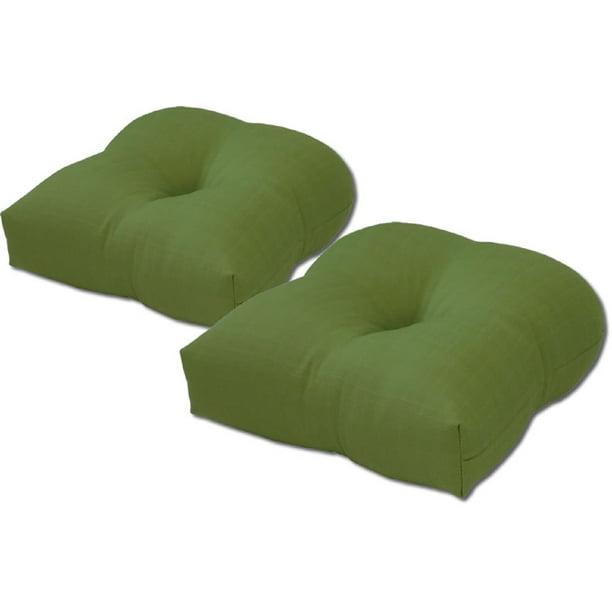 Tempo Outdoor Solid Verde Green Seat Cushion Set of 2