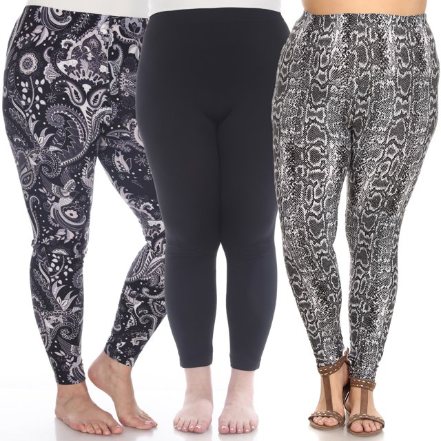 White Mark Women's 3-Pack Soft Stretchable Printed Leggings
