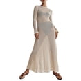 thumbnail image 3 of Coduop Women Long Sleeve Knitted Dress See-through Long Party Dress for Beach Club Streetwear, 3 of 9