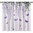 thumbnail image 2 of Purple Lavender Blackout Curtains for Girls Kids Home Decor,Floral Butterfly Lilac Flower Grommet Thermal Insulated Drapes Darkening Window Curtain for Bedroom Living Room-52"W x 63"L (Pack of 2), 2 of 7