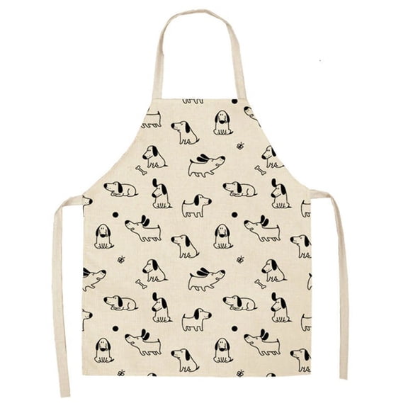 REAYEHANE Apron Sleeve Adult Cotton And Linen Apron Animal Series Printed Apron Household Cleaning Coverall Sausage Dog Apron Parent Child Apron (U )