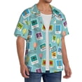 thumbnail image 2 of Balery World Travel1 Camisa Casual de Manga Corta con Botones para Hombre, Texturizada, Estilo Cubano, para Playa, Verano-Medium, 2 of 5