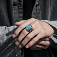 thumbnail image 4 of Retro Large Tiger Eye Stone Mens Ring Turquoise Vintage Ring for Men Oval Gemstone Stainless Steel Ring Size 7-13, 4 of 7
