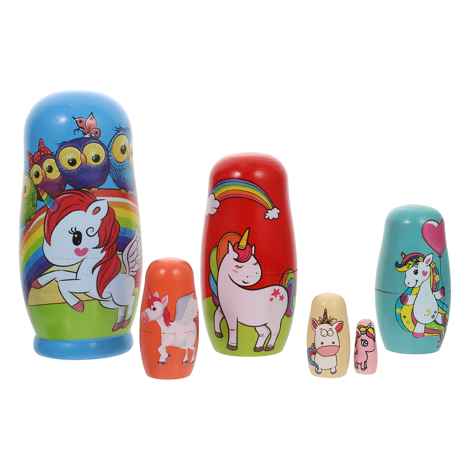Hemoton 1 Set Unicorn Russian Nesting Doll Sixlayer Wooden Nesting