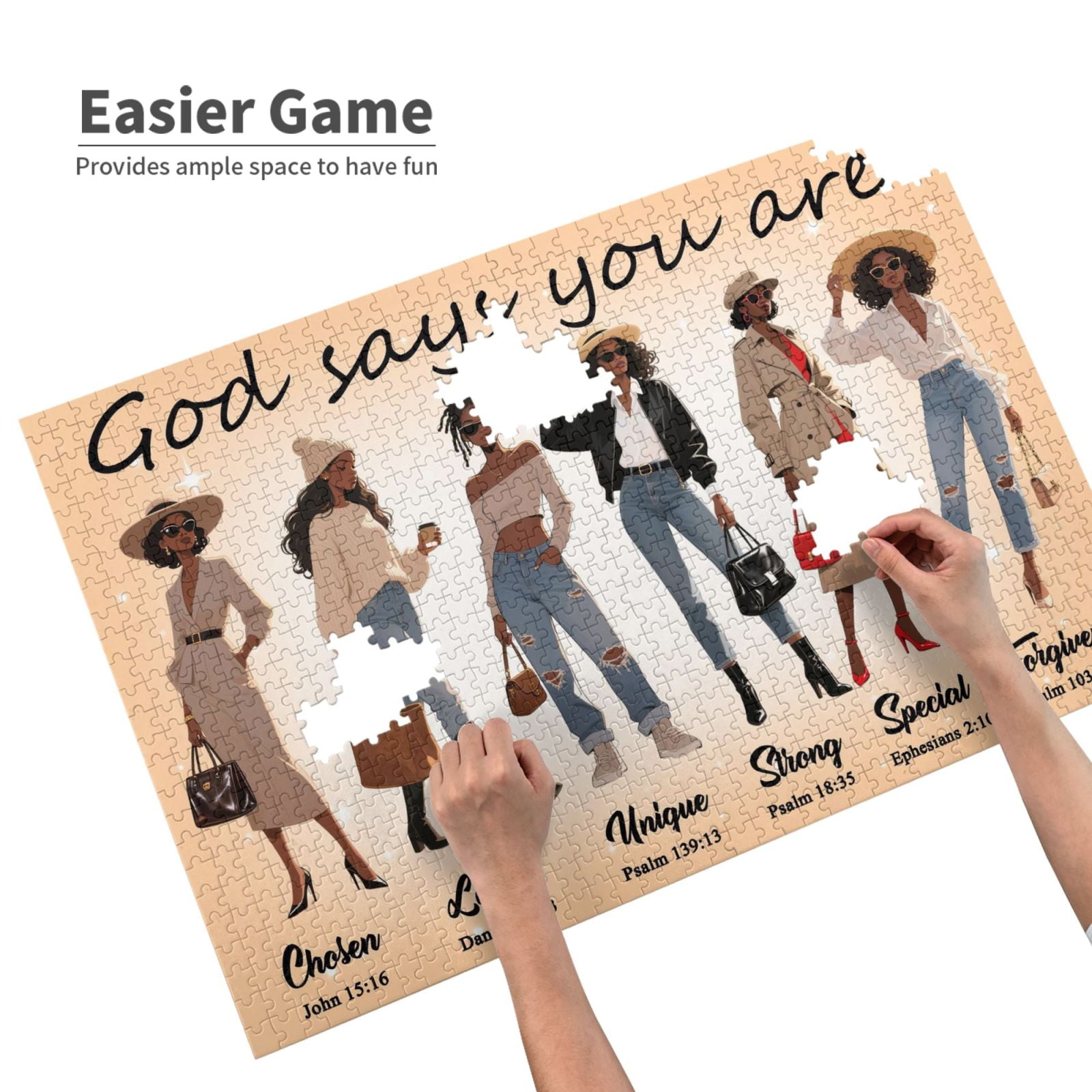 African American Inspirational 1000 Pieces Jigsaw Puzzles Black Queen Magic Jigsaw Puzzles Motivational Game Black Women God Says You Are