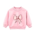 thumbnail image 3 of Toddler Girls Sweatshirt Cotton Crew Neck Bow Graphic Fall Winter Pullover, 3 of 8