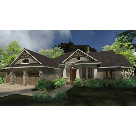 The House Designers: THD-9167 Builder-Ready Blueprints to Build a Large Craftsman Ranch House Plan with Slab Foundation (5 Set Package)