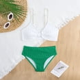 thumbnail image 3 of GYRATEDREAM Girl's 2 Piece Swimsuit Kids Solid Color Spaghetti Strap Bikini Sets Beach Bathing Suit Swimwear Green for 7-12Y, 3 of 7