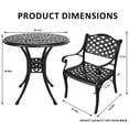 thumbnail image 4 of Cast Aluminum Patio Bistro Sets Outdoor Bistro Table and Chair Set of 2 with Umbrella Hole,3 Piece Patio Set All Weather Bistro Table Set for Garden,Black, 4 of 7
