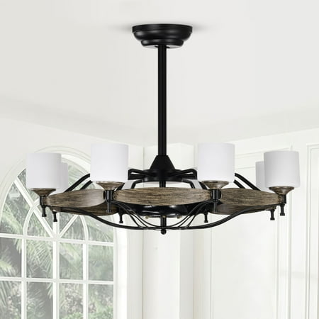 

LANTRO JS Matte Black Metal Frame Ceiling Fan With Remote Control ，Quiet 6 Speed，Smart Timing and Reversible，Temperature auto-sensing，Indoor Ceiling Fan for Living Room Bedroom Dining Room