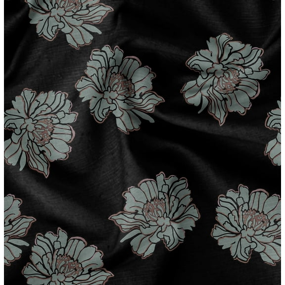 Soimoi Pure Silk Black Fabric By the Yard - 42 Inch Wide -Florals Print Fabric - Elegant and Timeless Patterns for Fashion and Home Decor Printed Fabric