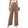 thumbnail image 2 of Women'S Wide Leg Dress Pants High Waisted Trousers Business Casual Slacks Button Palazzo Pant Khaki XS, 2 of 10