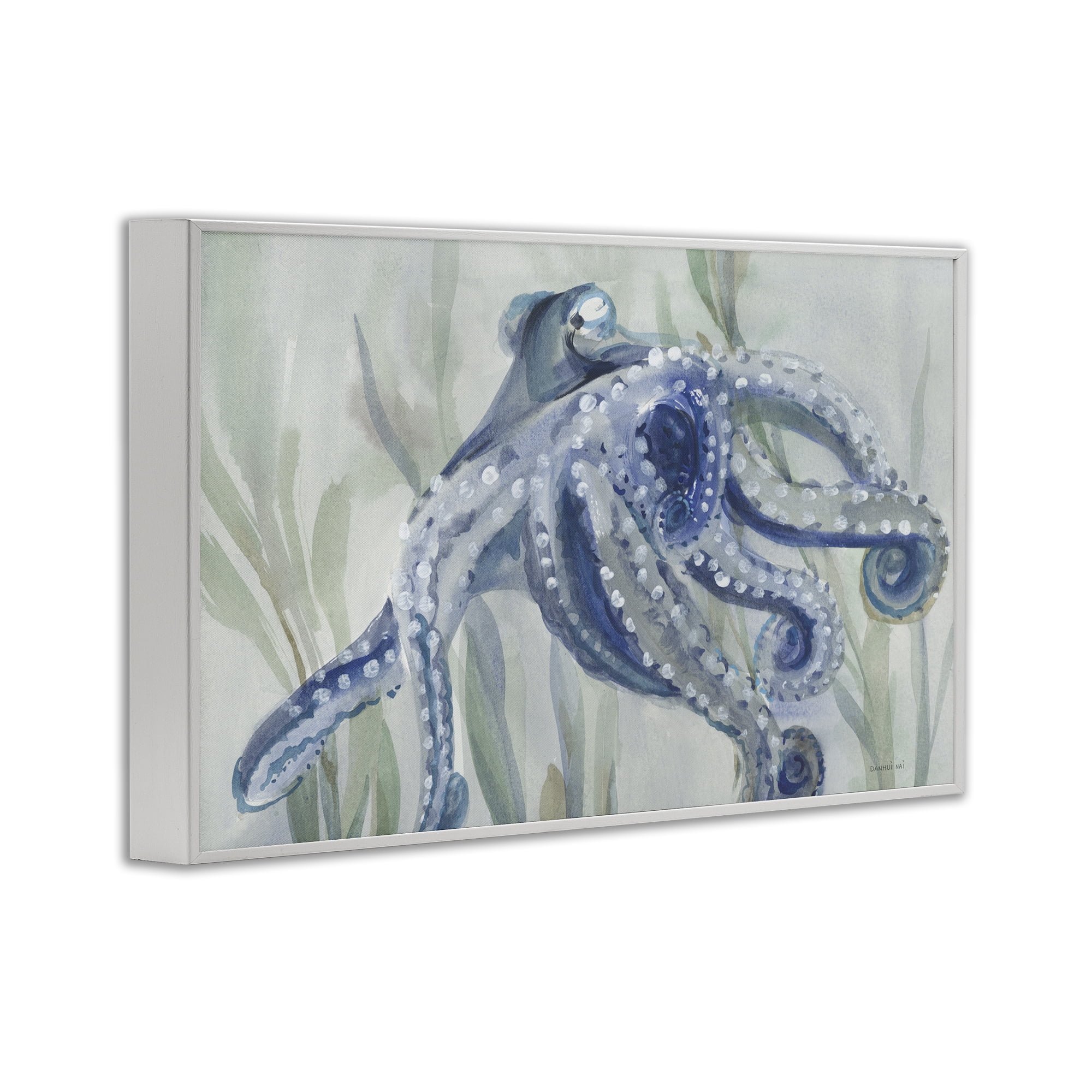 Stupell Industries Deep Dweller Octopus Animals & Insects Painting White Framed Art Print Wall Art, 30 x 20