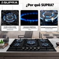 thumbnail image 2 of Tricombo de Cocina Supra: Parrilla de Gas 5 Quemadores Senza 76 cm Cristal Templado + Campana de Pared Cristal Curvo Negro CC-76 + Horno de Empotrar Mixto Dark Vortex Negro, 2 of 8
