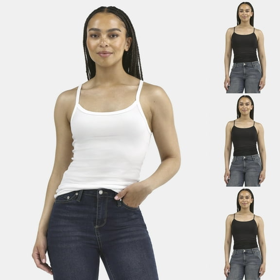 No Boundaries Ribbed Cami Top, 1 or 5-Pack, Women's