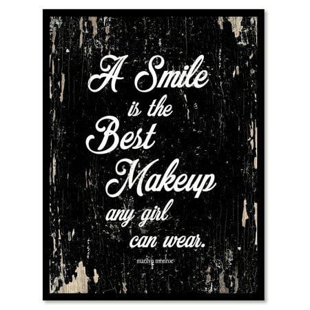 A smile is the best makeup any girl can wear - Marilyn Monroe Motivation Quote Saying Black Canvas Print with Picture Frame Home Decor Wall Art Gift Ideas 22