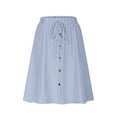thumbnail image 6 of Npasoilc Skirts for Women Drawstring Elastic Waist Button Decorated Ruffle Hem Skirts Lightweight Breathable Knee-Length Skirts Casual Loose A-Line Skirts, 6 of 9