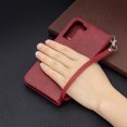 thumbnail image 6 of Wallet Case for Samsung S20 FE, Retro Solid Color Premium Leather Credit Card Holder Wallet RFID Blocking Case with Wrist Strap Stand Magnetic Flip Cover for Samsung Galaxy S20 FE, Red, 6 of 9