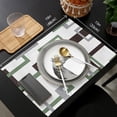 thumbnail image 6 of Placemats for Dinning Table Set of 4 Waterproof Cloth Table Mats, Cotton Linen Place Mats Fabric Dinner Mat, Middle Century Green Geometric, Table Decor Easy Clean Machine Washable, 6 of 6