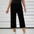 thumbnail image 2 of Kovlvoll Teen Girls Capris Pants Elastic Waisted Straight Leg Pant Loose Casual Children Girl Cropped Trousers with Pockets 4-14 Years, 2 of 6