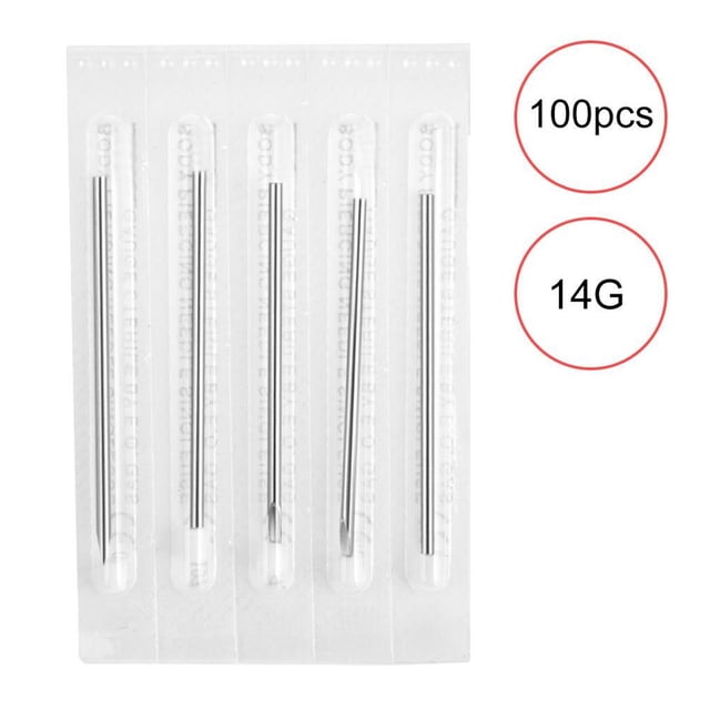 Agujas De Perforación Agujas De Perforación De Tatuaje Desechables Estériles Para Labio De La Oreja De La Nariz (14G) 100Pcs Serendint CE002775-00