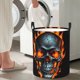 thumbnail image 5 of Balery Flame Metal Skull Cesta de ropa redonda con asas, impermeable, independiente, para ropa, juguetes, dormitorio y familia-Medium, 5 of 6