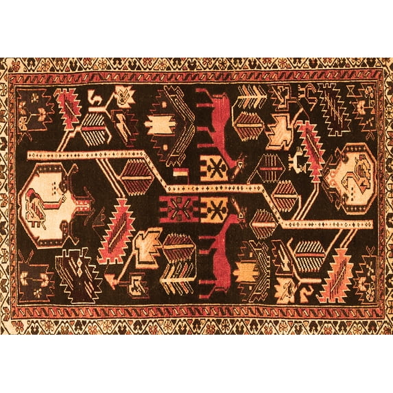 Ahgly Company Indoor Rectangle Animal Orange Traditional Area Rugs, 7' x 10'