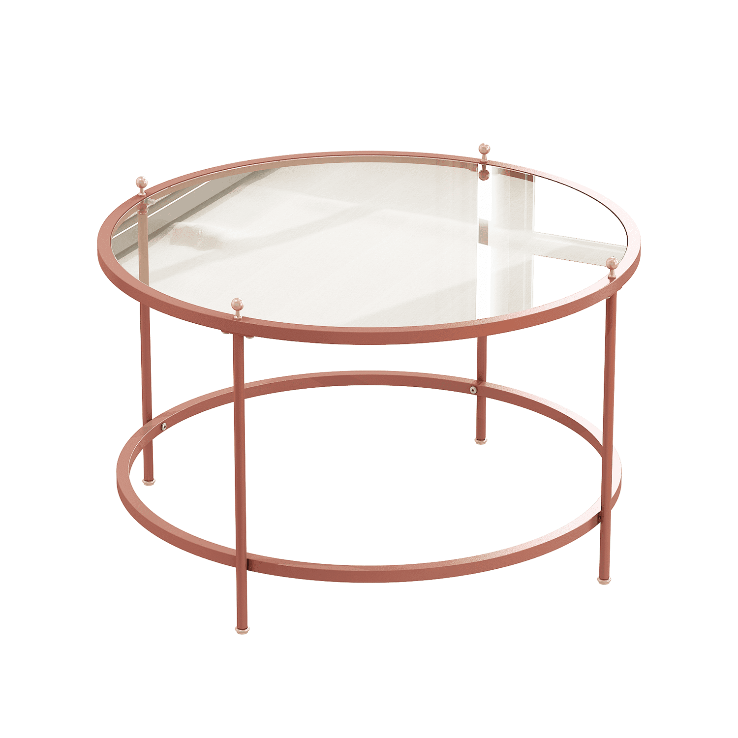 Kadyn 33" Glass Tabletop Coffee Table, Carbon steel Coffee Table for Living Room, Modern Round Coffee Table, Rose Gold Kadyn 33" Glass Tabletop Coffee Table, Carbon steel Coffee Table for Living Room, Modern Round Coffee Table, Rose Gold