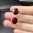 thumbnail image 3 of Finger Ring Geometric Imitation Garnet Jewelry Opening Adjustable Sparkling Ring for Daily Wear, 3 of 8