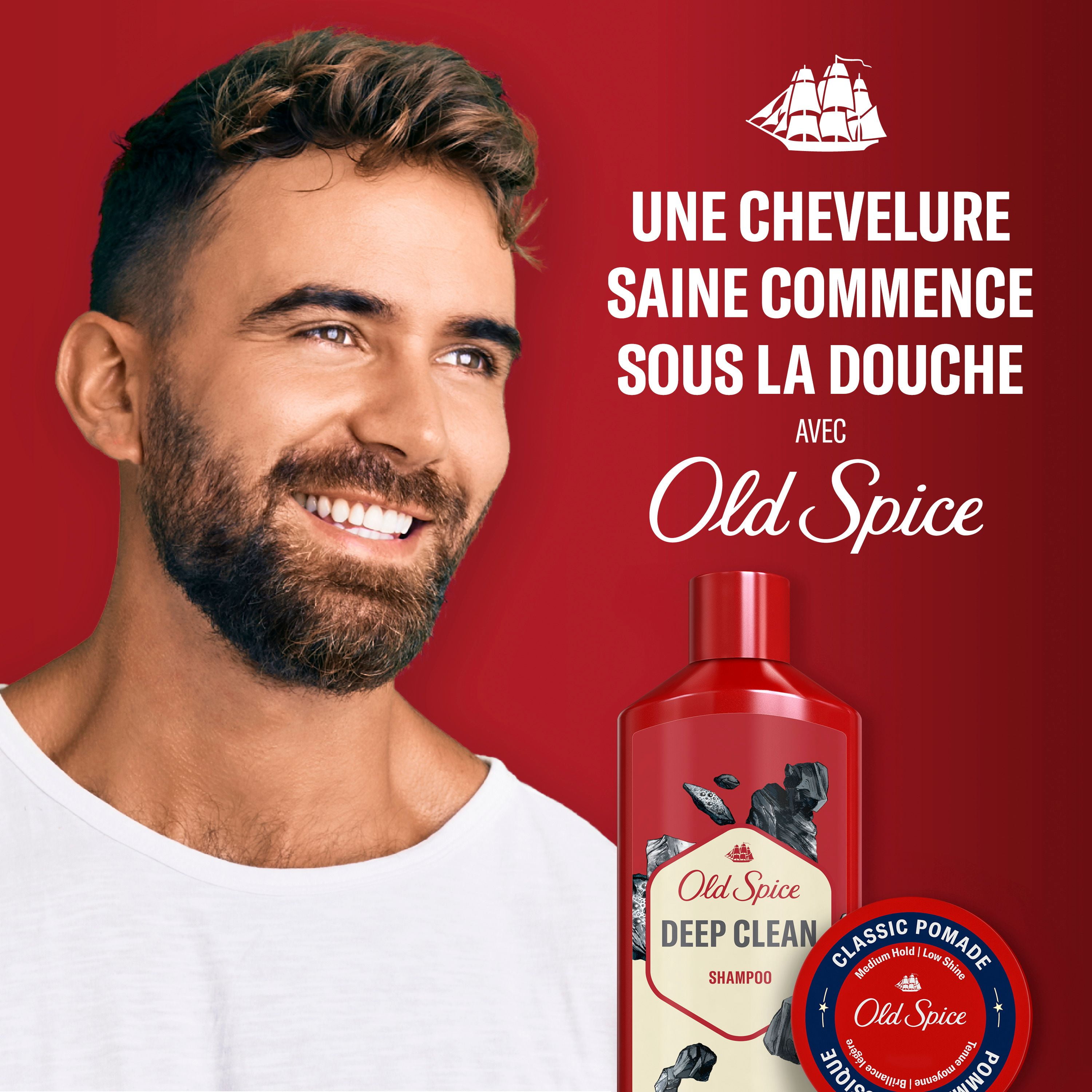 Old Spice Deep Clean Shampoo for Men with Charcoal, Fresh and Clean Scent, Removes Built Up Dirt and Oil, 400ML