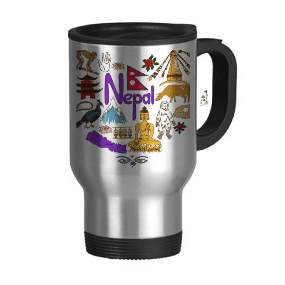 Nepal Love Heart Landscap National Flag Travel Mug Flip Lid Stainless